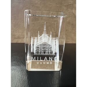 Duomo De Milano Paperweight 3D Laser Etched Glass Cube